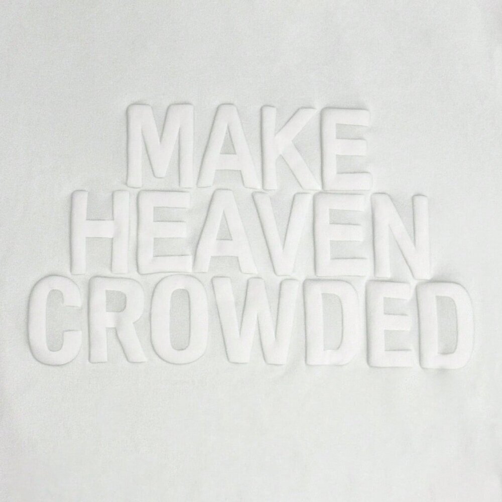 White Casual Women's Make Heaven Crowded Embossed Loose Short Sleeve T-Shirt - Picture 4 of 4